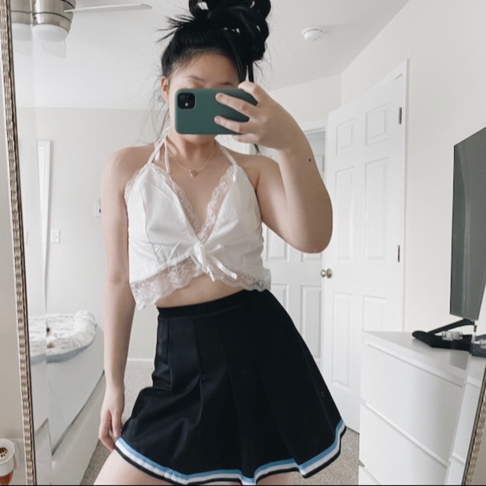 Varsity Striped High Waisted Pleated Skirt